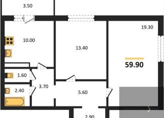 2-комнатная квартира на продажу, 59.9 м2, посёлок Отрадное