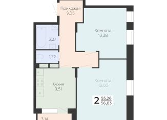 Продается 2-ком. квартира, 56.8 м2, Воронеж, Электросигнальная улица, 9Ак2, Коминтерновский район