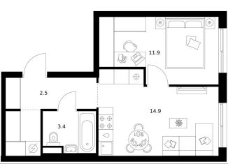 Продается 1-ком. квартира, 37.3 м2, Москва, метро Мичуринский проспект