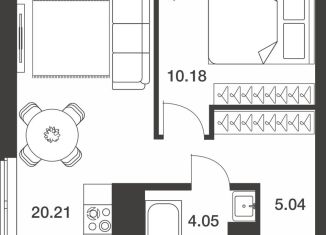 Продается однокомнатная квартира, 39.5 м2, 