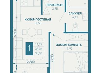 Продажа однокомнатной квартиры, 38 м2, посёлок Берёзовый