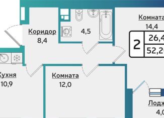 Продаю 2-комнатную квартиру, 52.2 м2, Ижевск, Устиновский район, улица Новаторов, 2к1