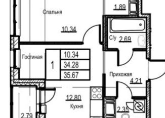 Сдача в аренду однокомнатной квартиры, 35.7 м2, Кудрово, проспект Строителей, 1к1