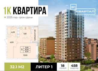 Продам 1-ком. квартиру, 32.1 м2, Ростов-на-Дону, Пролетарский район, проспект 40-летия Победы, 111/4с2