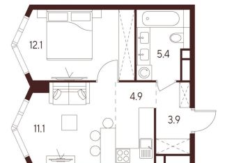 Продается однокомнатная квартира, 37.4 м2, Москва, метро Октябрьское поле