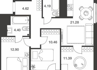 Продается 3-комнатная квартира, 72.3 м2, 