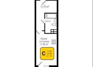 Продается квартира студия, 21.8 м2, Воронеж, проспект Патриотов, 3ЕкБ