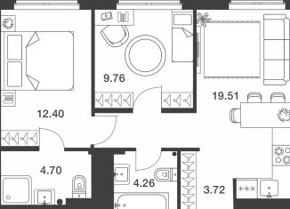 Продаю 2-комнатную квартиру, 54.4 м2, 