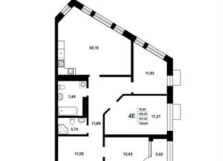4-комнатная квартира на продажу, 107 м2, Воронеж, набережная Чуева, 7