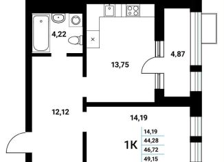 Продается 1-комнатная квартира, 46.7 м2, Воронеж, набережная Чуева, 7