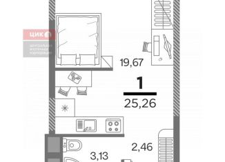 Продается 1-ком. квартира, 25.3 м2, Рязанская область