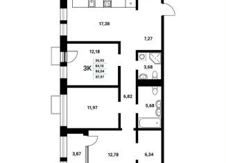 Продается 3-комнатная квартира, 86 м2, Воронеж, набережная Чуева, 7