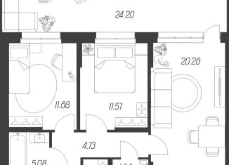 Продается 2-комнатная квартира, 59.2 м2, Тула