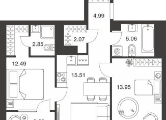 Продаю 2-комнатную квартиру, 60.5 м2, 