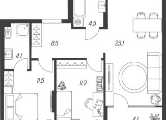 Продажа 2-комнатной квартиры, 69 м2, Тула, улица Михеева, 9А, Центральный территориальный округ