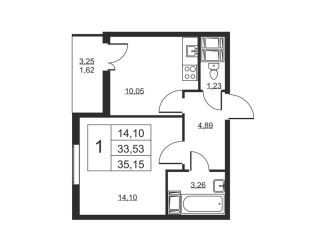 Продажа 1-комнатной квартиры, 35.2 м2, Ленинградская область