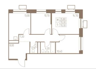 3-ком. квартира на продажу, 70.3 м2, Московская область