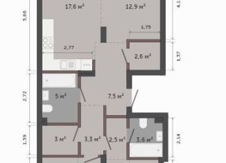 Продается трехкомнатная квартира, 81.2 м2, Екатеринбург, метро Чкаловская, улица Краснолесья, 10/7