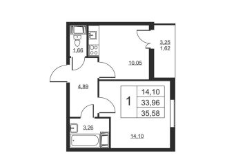 Продается однокомнатная квартира, 35.6 м2, Ленинградская область