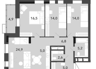 4-комнатная квартира на продажу, 98.9 м2, Новосибирская область, улица Титова, с34