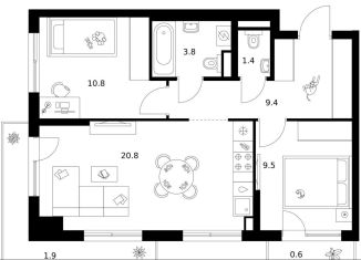 Продам 2-комнатную квартиру, 58.2 м2, Москва, район Очаково-Матвеевское, Очаковское шоссе, 4к5