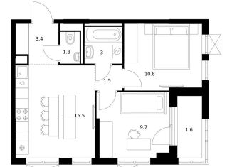 Продается двухкомнатная квартира, 46.8 м2, Казань