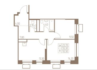 Продажа 2-ком. квартиры, 55.3 м2, Московская область