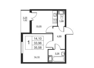 Продаю 1-комнатную квартиру, 35.6 м2, Ленинградская область