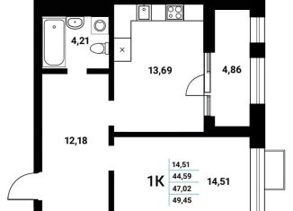 Продам 1-комнатную квартиру, 47 м2, Воронеж, набережная Чуева, 7