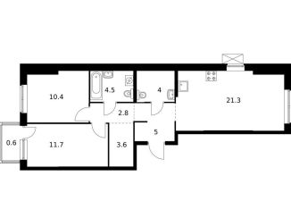 Продается 2-комнатная квартира, 63.9 м2, Казань, Советский район, жилой комплекс Нокса Парк, 7