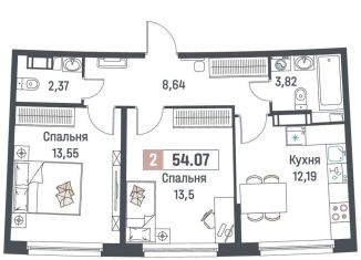 Продаю 2-комнатную квартиру, 54.1 м2, Мурино