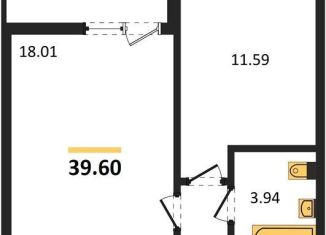 Продается однокомнатная квартира, 39.6 м2, Воронеж, Ленинский район