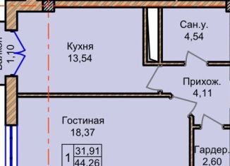 Продаю 1-комнатную квартиру, 44 м2, Нальчик, Профсоюзная улица, 218, район Дубки