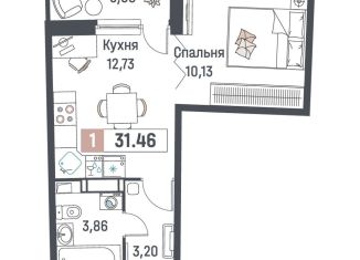 1-комнатная квартира на продажу, 31.5 м2, Мурино, проспект Авиаторов Балтики, 29к2