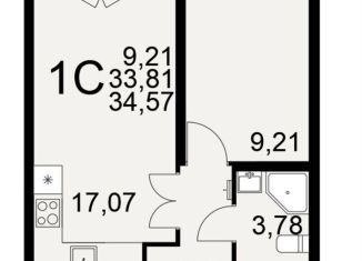 Продается 1-комнатная квартира, 34.6 м2, Тула