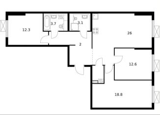 Продам трехкомнатную квартиру, 89.6 м2, Москва, станция Перерва