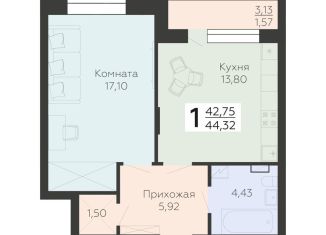 Продаю 1-ком. квартиру, 44.3 м2, Воронеж, улица Независимости, 78