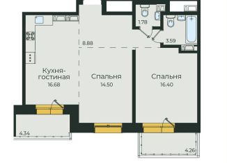 Продам 2-ком. квартиру, 70.4 м2, Иркутск, улица Пискунова, 134, ЖК Семья