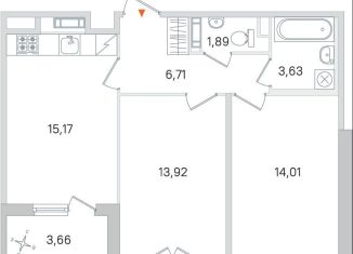 Продаю 2-ком. квартиру, 57.2 м2, Пушкин