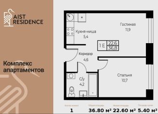 Продам однокомнатную квартиру, 36.8 м2, Москва, улица Намёткина, 10Д