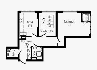 Продаю 2-комнатную квартиру, 54.2 м2, Республика Башкортостан