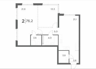 Продается двухкомнатная квартира, 76.3 м2, Пензенская область