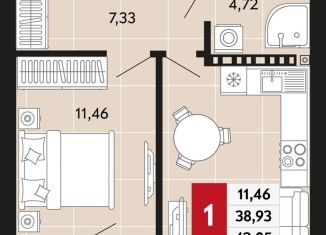 Продается 1-ком. квартира, 42.1 м2, Верхняя Пышма