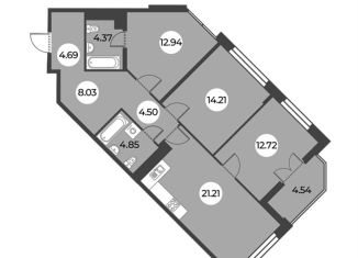 Продажа трехкомнатной квартиры, 89.8 м2, Санкт-Петербург, ЖК Огни Залива, Ленинский проспект, 43