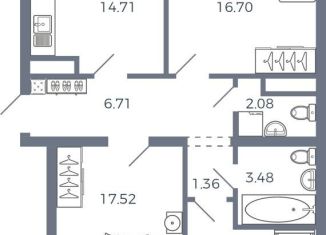 Продаю 3-ком. квартиру, 75 м2, поселок Придорожный