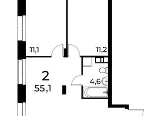 Продается 2-ком. квартира, 55.1 м2, Нижний Новгород