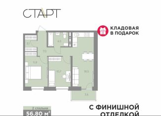 Продается 3-ком. квартира, 56.8 м2, Пермский край, улица Сергея Есенина, 22