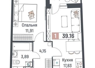 Продажа 1-ком. квартиры, 39.2 м2, Мурино