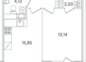 Продается 1-комнатная квартира, 40.8 м2, Пушкин