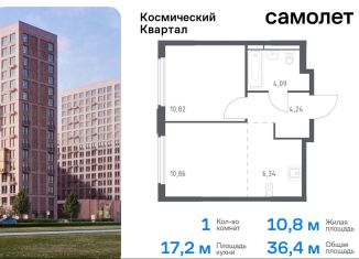 Продается однокомнатная квартира, 36.4 м2, Московская область